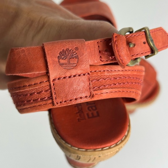 Timberland Earthkeepers Maeslin Red Leather Ankle Strap Platform Sandals Sz US 7 - Picture 4 of 8